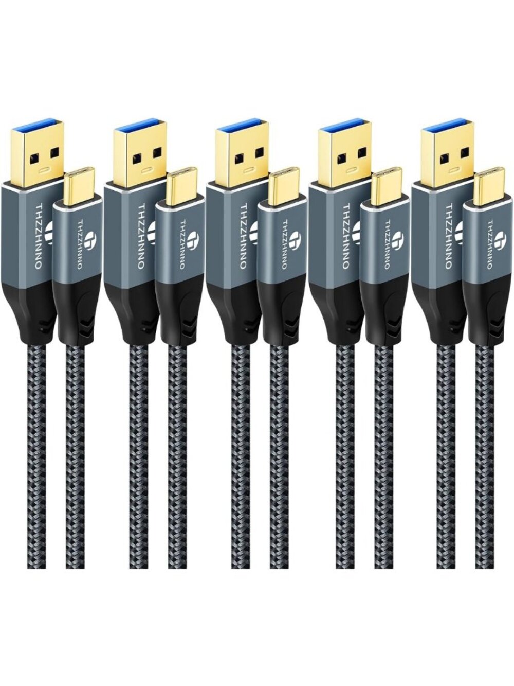 USB A to USB C Cable 10FT 5Pack, USB 3.1 USB 3.2 Gen2 10Gbps Data Transfer Cord
